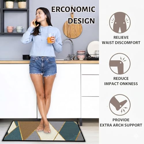 Image of Kitchen Anti Slip Mat for Floor, Waterproof Washable Kitchen Mats, Non Slip Kitchen Floor Mats for Home, Soft Mats for Kitchen, Kitchen Mats for Floor Anti Slip (Peacock Colour)
