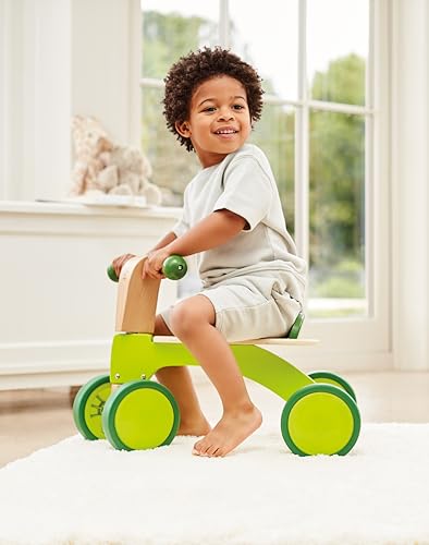 Hape Ride-On Balance Bike, Sustainable Wood, Scoot-Around” Balance Bike, 4-Wheeled, Rubber Tyres, For Toddlers And Up, Bright Green. 12m - 4yrs - Image 5