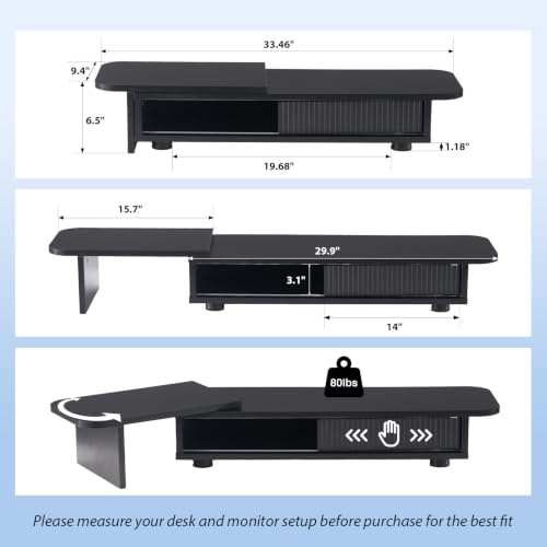 Image of Artswish Dual Monitor Stand with Power Outlet, Black Desk Monitor Riser