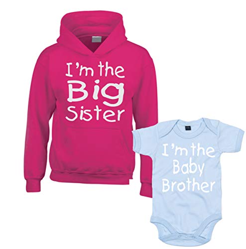 Sweat à capuche Big Sister et Baby Brother vêtement assorti fratrie taille 0-3 mois à 7-8 ans