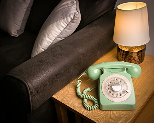 GPO 746ROTARYGREEN Retro Telefon mit Wählscheibe im 70er Jahre Design Minzgrün