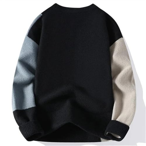 Men's Knit Pullover Sweater O-Neck Patchwork Slim Fit Knitwear Winter Long Sleeve Sweaters2