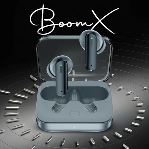 Image of Vaku Luxos BOOMX Wireless Earbuds Bluetooth 5.4 TWS Headphones 60H Playback Bass Stereo 13mm Drivers Gaming Low Latency HD Calls Touch Control Fast Charging IPX Waterproof- Green