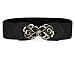 Lady Metal Interlocking Buckle Stretch Band Cinch Belt Dress Ornament
