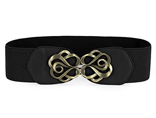 Allegra K Lady Metal Interlocking Buckle Stretchy Wasitband Cinch Dress Belt