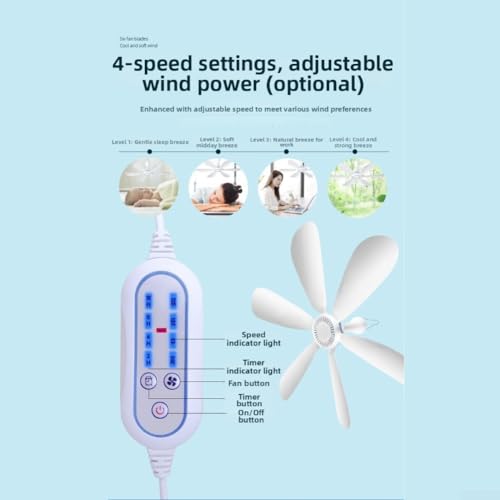 Ventilateur de plafond USB avec télécommande et 6 circulateurs blancs - 3