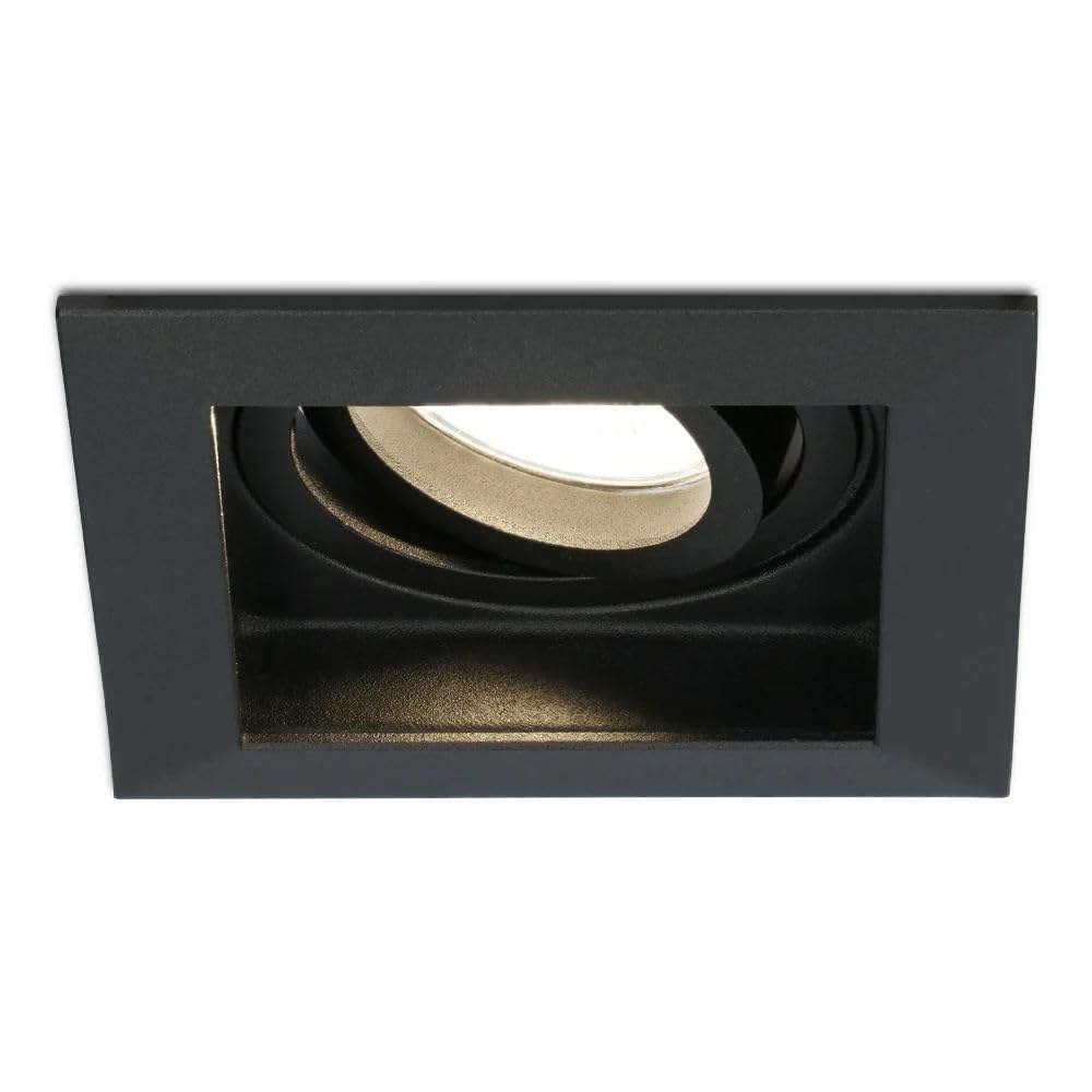 HOFTRONIC - LED Einbaustrahler 230V Eckig Schwenkbar Dimmbar Schwarz Extra Warmweiß 6er set Deckeneinbauleuchte 6x345lm Einbauspots GU10 - Deckeneinbaustrahler, Wohnzimmer und Büro