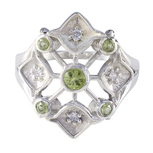 Bague péridot naturel argent 925 fille : bijou fin en pierre véritable verte