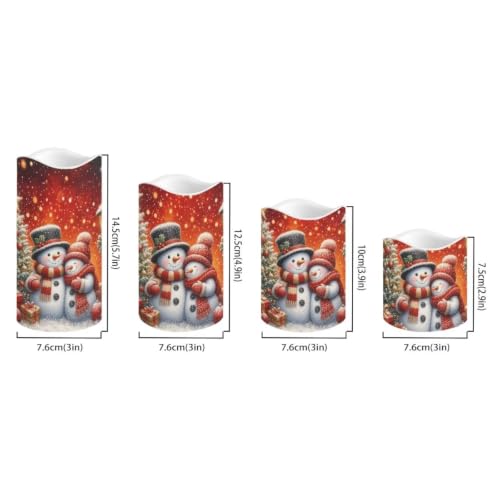 Image of Christmas Snowman Couple Flameless Candles Set of 4
