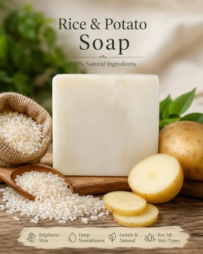 Image of Sunflower Natural Rice Potato Bath Soap Made With Rice And Potato Natural Ingredients For Skin Brightning,Dark Spot Removal,Improve Skin Tone - All Skin Types. 90 Grams