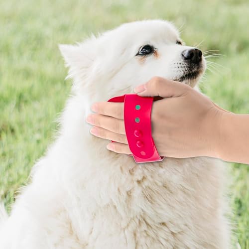 TIESOME 2Stück Silikon Katze Hund Badebürste, Hund Grooming Brush Pet Shampoo Brush Beruhigende Massage Gummi Kamm Haar Fell Reinigungsbürste mit verstellbarem Ring Griff für kurze (Rosenrot,Schwarz)