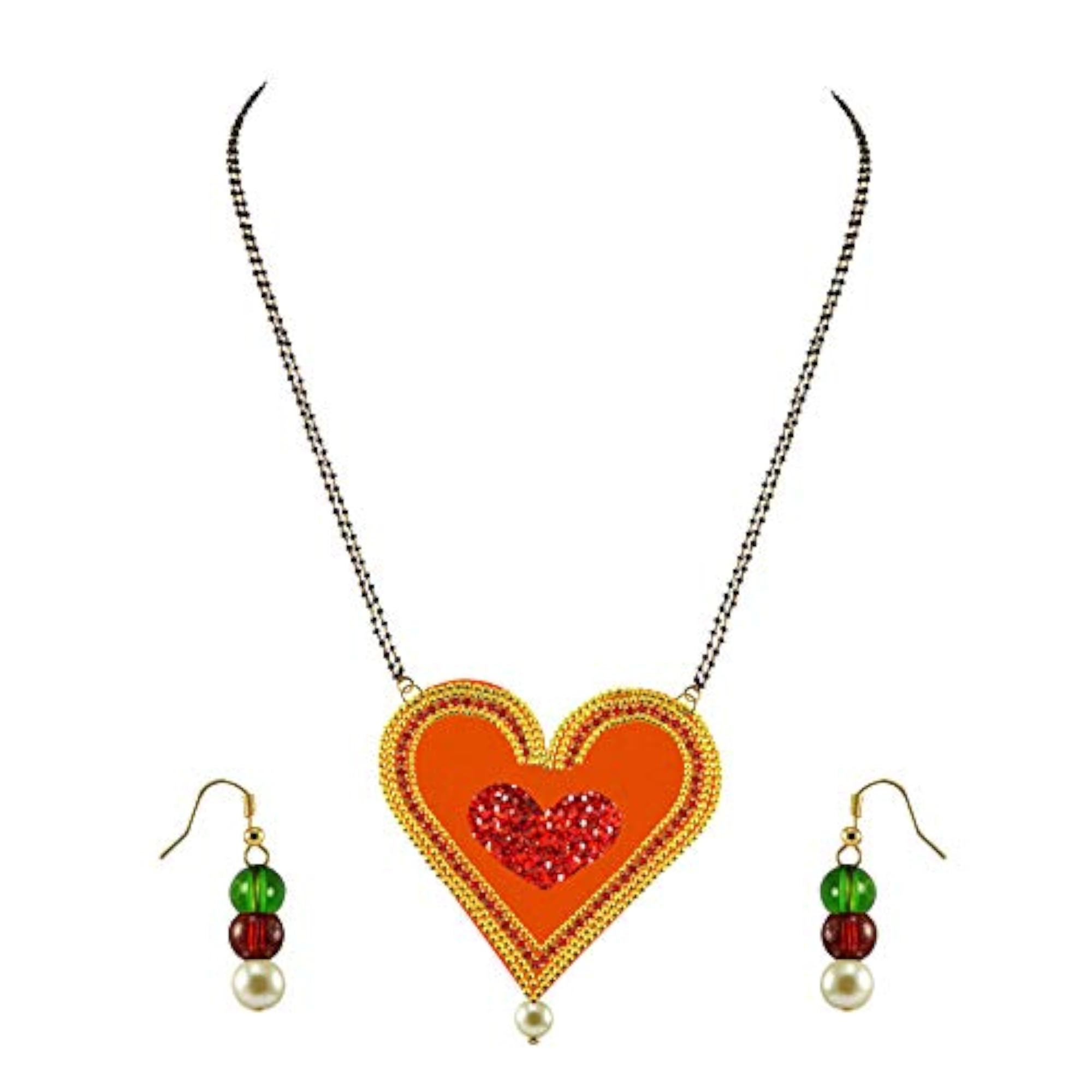 Women's Multicolor Solid Stone Brass Mangalsutra, Platted