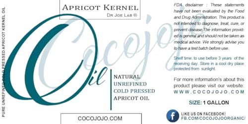 Dr Joe Lab Apricot Kernel Seed Oil Carrier Bulk, 1 Gallon 128 oz 100% Pure Natural Cold Pressed Unrefined with distinct, sharp smell.Premium Grade A for Hair Skin Body Nail and Beard - Thumbnail 3