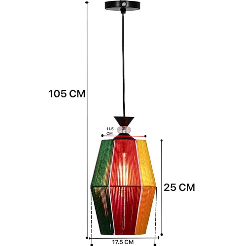Image of Groeien Silk Weave Crystal Metal Multicolor Hanging Pendant Ceiling Lamp Fixture | Chandelier for Home, Indoor, Outdoor,Living Room, Bedroom(Bulb Included)(SilkWeave, 1)