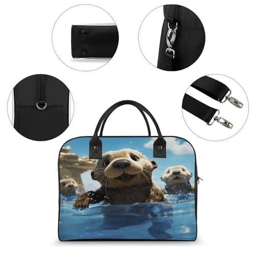 Maletín con estampado de nutria para laptop ligero miniatura 6