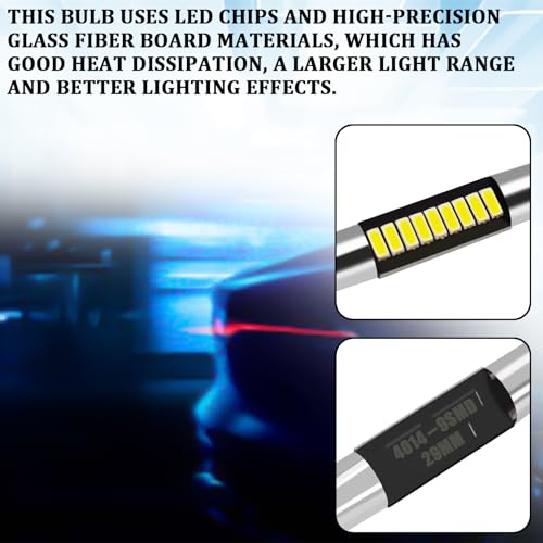 6PCS 28mm 29mm 6614F Bombilla LED para Auto Blanco miniatura 3