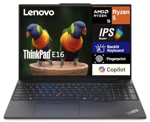 Lenovo ThinkPad E16 Gen 2 Business Laptop 16.0" IPS FHD+ Display (AMD Ryzen 5 7535U (beats Ryzen 5 7530U), 16GB DDR5, 512GB PCIe SSD, Backlit, Fingerprint, 1080p Webcam, WiFi 6, Copilot, Win 11 Pro)
