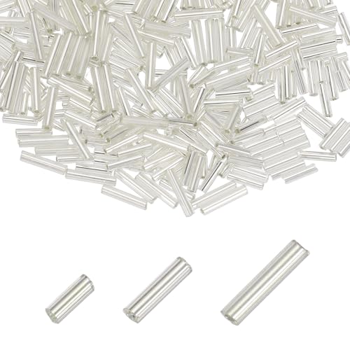 MECCANIXITY 2000pcs Glass Bugle Beads 4/6/9mm Long Tube Cylinder Beads
