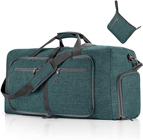 Travel Duffle Bag for Men, 65L Foldable Travel Duffel Bag with Shoes Compartment Overnight Bag Holdall Bag for Men Women Waterproof & Tear Resistant (Grey)