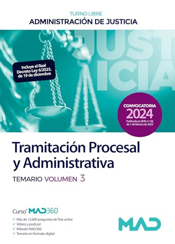 Portada de Cuerpo de Tramitación Procesal y Administrativa de la Administración de Justicia . Temario Volumen 3