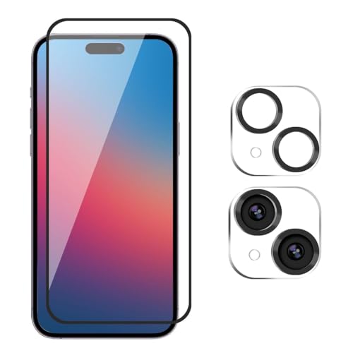 Image of Premium iPhone 15 Plus Tempered Glass with Camera Lens Protector - Ultimate Protection Kit Edge to Edge Screen Protector for iPhone 15 Plus 9H Hardness Ultra HD Anti-Scratch Case Friendly