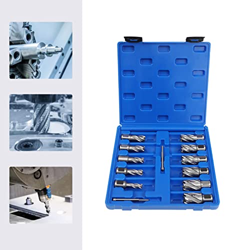 Hteedy 13Pcs Annular Cutter Cutting Diameter Straight Shank 7/16 to 1-1/16'' Cutting Diameter Annular Cutters for Magnetic Drill Press