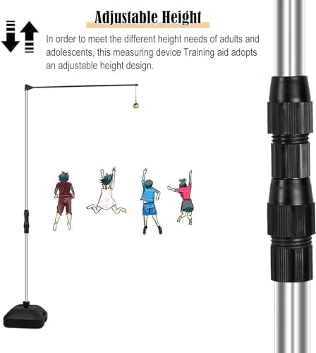 Jump Measurement Tester Floor Standing Vertical Height Exercise Device Measure Stick Pole Tool，Adjustable Vertical Jump Tester with Bell, Floor Standing High Jump Training Equipment, Metal J