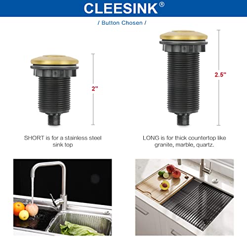 Garbage Disposal Air Switch Kit, Sink Top Waste Disposer 2" Brushed Gold On/Off Push Button With Aluminum Alloy Power Module, Food Waste Disposals Replacement Parts By Cleesink #TOP3