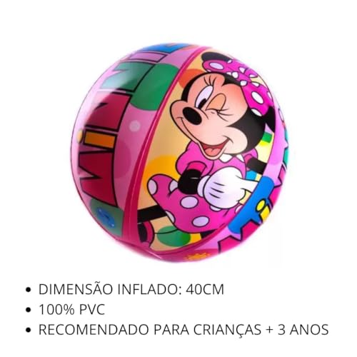 Kit Boia De Braço E Bola Inflável da Minnie Disney Infantil Para Crianças Praia Piscina Verão Férias