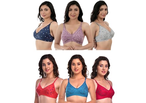 Image of Full Coverage Non Padded Non Wired Daily Use Regular Bra for Women and Girls Multicolor Size 28-40