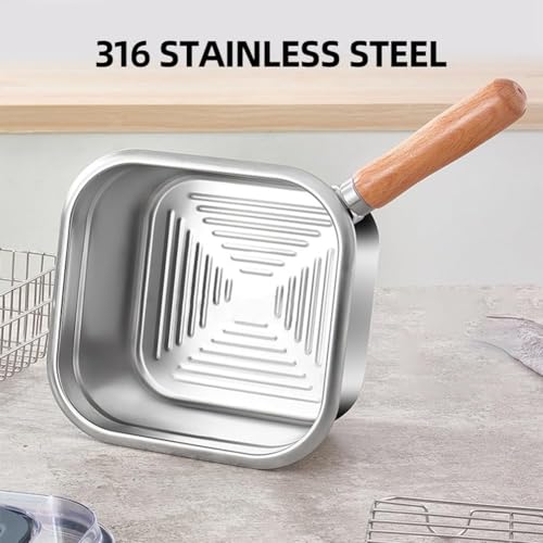 Image of 304 Stainless Steel Square Oil Filter Frying Pot with Lid | Multi-Functional Deep Fryer & Steamer | Kitchen Stock Pot for Electric /Induction Cooking | Portable Crisper pan