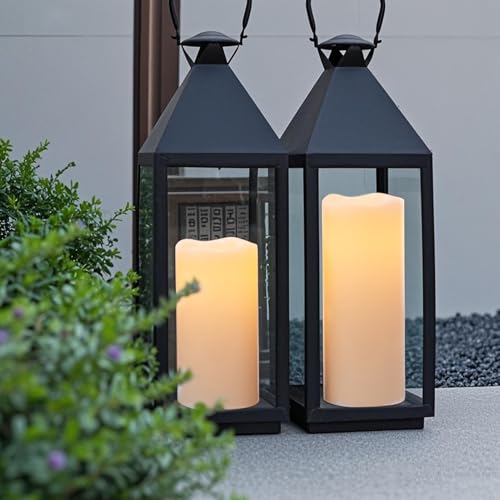 Image of GenSwin Outdoor Candles with Remote Timer for Lanterns, 2 Pack IP65 Waterproof Flameless Candles Battery Operated, LED Pillar Candles for Indoor Outdoor Lanterns, Long-Lasting(4 inch x 10 inch&4 inchx8 inch)