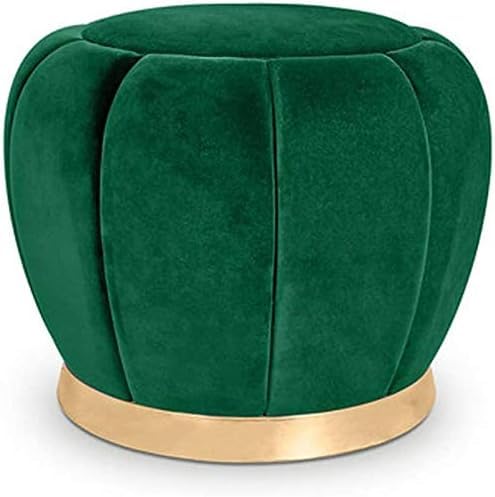Taburete tapizado con almacenamiento, otomana moderna de tela minimalista para el hogar, dormitorio, probador, taburete bajo redondo, 15.7 x 15 pulgadas, asiento elegante