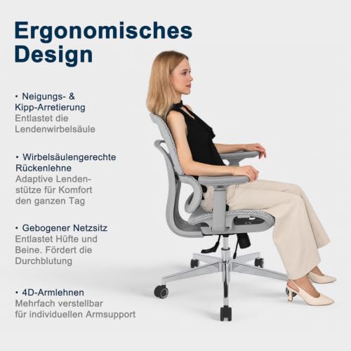 RIEIOR Ergonomischer XXL Bürostuhl, Verstellbare Sitztiefe – Ansicht 5