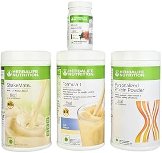 HERBALIFE Weight Loss Combo Formula 1 Shake Mix Kulfi Flavor With Protein Powder and Shake Mate Vanilla Flavor With Afresh Energy Drink Mix Tulsi Flavor(1450 GM)