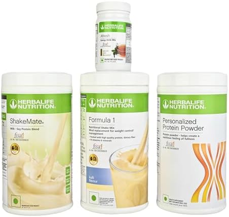 HERBALIFE Weight Loss Combo Formula 1 Shake Mix Kulfi Flavor With Protein Powder and Shake Mate Vanilla Flavor With Afresh Energy Drink Mix Tulsi Flavor(1450 GM)