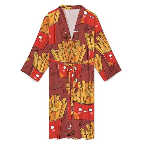 Food French Fries Potato Chips Men's Soft Robes Lightweight Long Bathrobe Loungewear for Bath Shower3