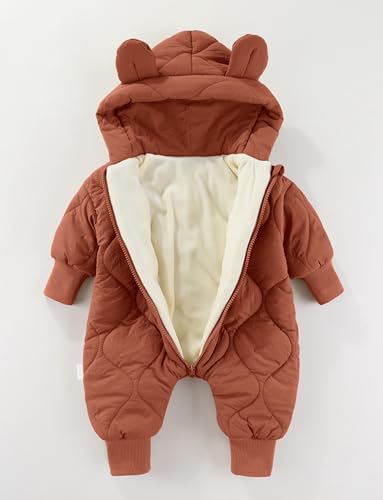 Combinaison de neige bébé capuche doudoune chaude barboteuse rouge - 4