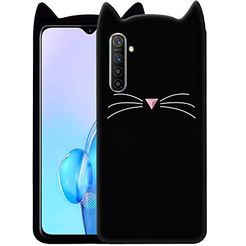 DEEPSI Mobile Back Cover for Realme XT Cover Dark Black Cute Cat Kitty