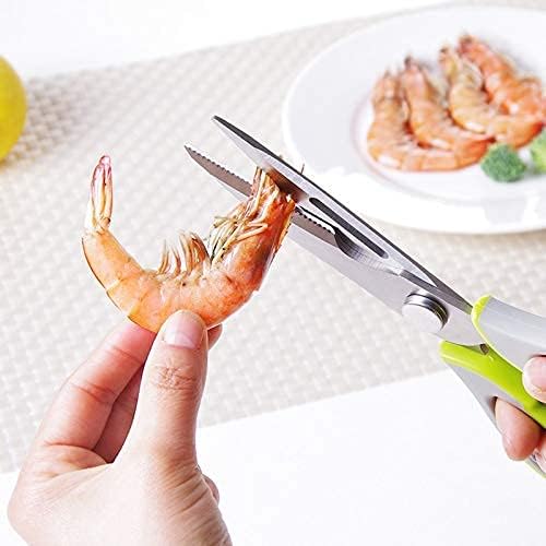 Kitchen Scissors Kitchen Shears Fashion Stainless Steel Multifunction Demountable Cover(Black Green)