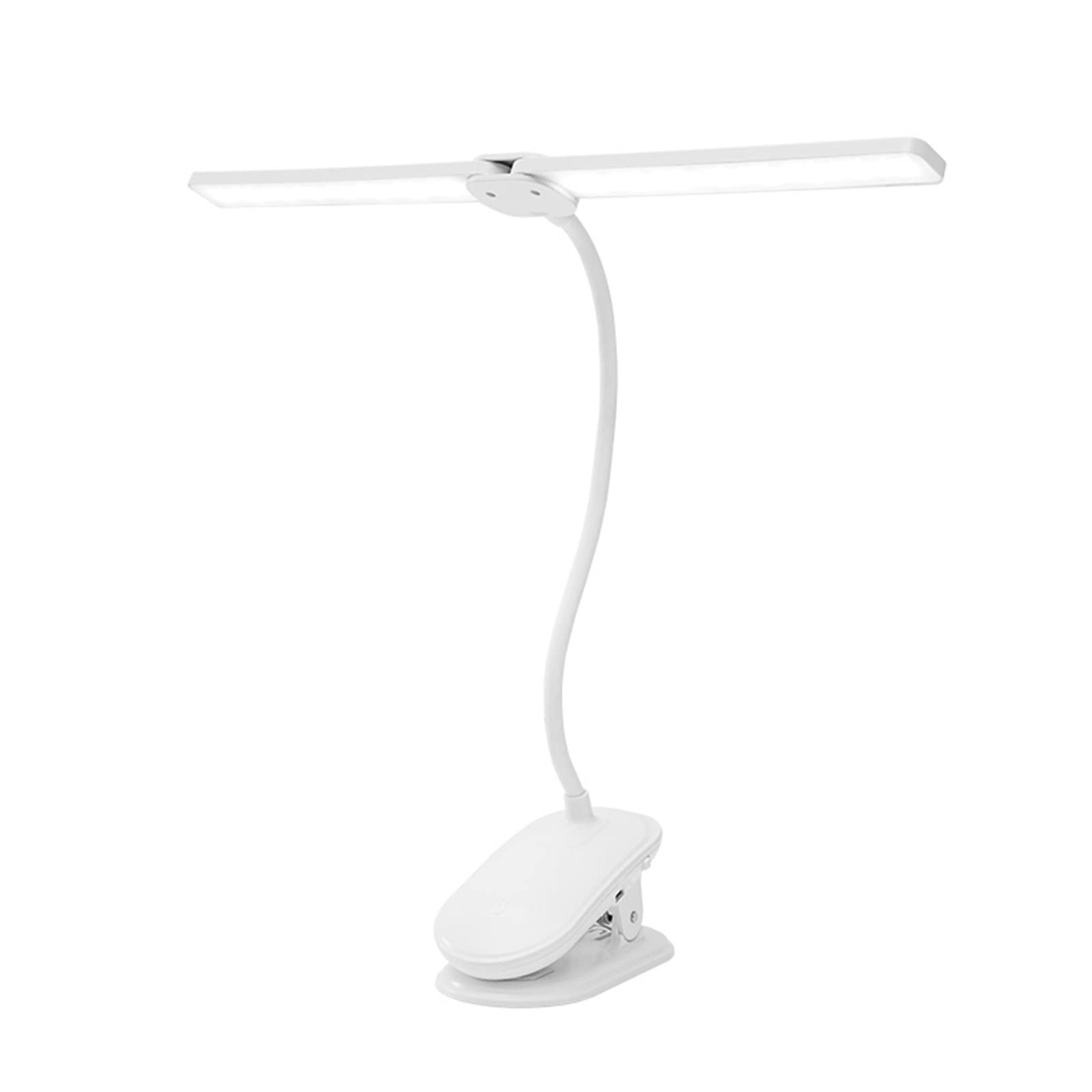 Small Black Table lamp Led Clamp Double Head Desk Lamp Flexible Gooseneck Touch Dimming Table Lamp USB Charging Clip On Lamp for Office and Computer