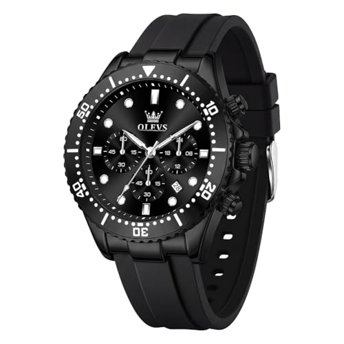 Image of OLEVS Watches for Men Chronograph Silicone Strap Sports Analogue Watch