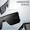 SOJOS Square Big Sunglasses Women Thick Frame Flat... #3