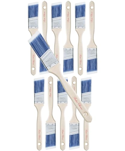 Bates- Paint Brushes, 1.5-Inch, 12 Pack, Angle Brushes, Treated Wood Handle, Paint Brushes for Walls, Stain Brush, Wall Paint Brushes, Furniture Paint Brushes for Painting Walls, Painting Brush