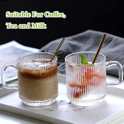 Image of 385 ML Glass Coffee Mug Set, with Convenient Handle, Tea Glasses for Hot /Cold Beverages, Thermal Shock Resistant, Tempered Glass, Mugs for Cappuccino Pack of 2 (PN - 03, 2 Count (Pack of 1))