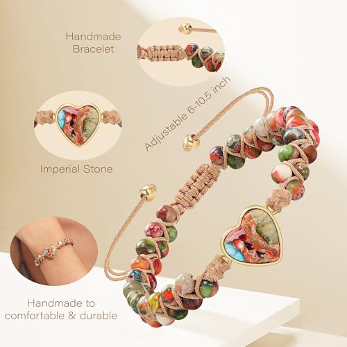 Image of Gifts for Daughter Granddaughter, To My Mom Grandma Wife Girlfriend Sister Jasper Heart Bracelets Birthday Graduation Anniversary Christmas Stocking Stuffers Valentines Mothers Day Jewelry