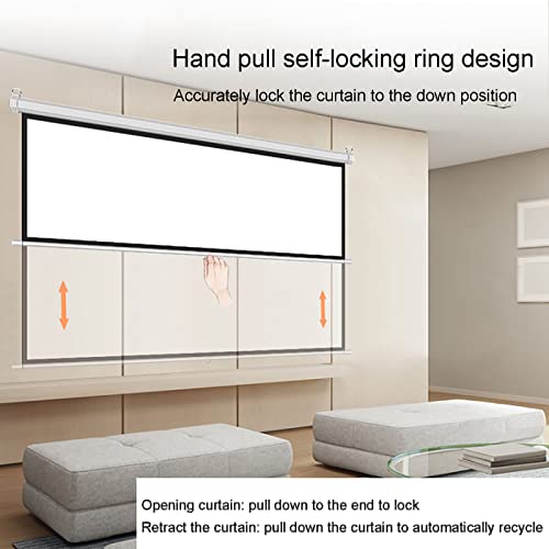 Mogkaaf SYX0813-TYMB2303 Projector Screen Manual Pull Down Projector Screen With Auto-Lock For Home Theater Presentation, 4:3/16:9 Hd Portable Foldable Projection Screen Wall-Mounted Projection Screen thumb #3