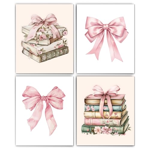 XUNLURY Coquette Pink Bow Book Diamond Art Kits 4 Pcs,