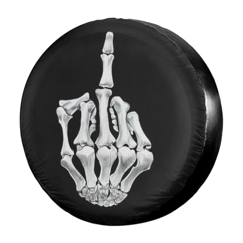 Image of Delerain Spare Tire Cover Funny Finger Skull Wheel Covers Sun Protection Waterproof for Truck RV Trailer SUV and Many Vehicle (14 Inch for Diameter 23 inch-27 inch)