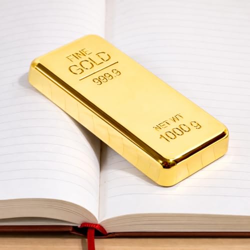 Image of Giftana Metal Gold Bar Paperweight for Office Table | Stylish Gifting Item for Women | Birthday & Anniversary Gift | Jewelry Shop Decor | Pirates & Money Heist-Themed Decoration 80 X 40 mm